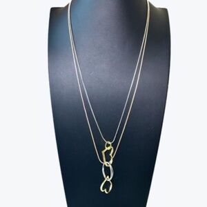 Womens 2-Strand Copper Steel Pendant Heart Necklace